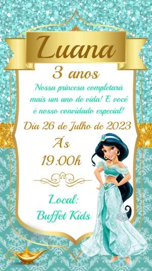 Convite de Aniversário Jasmine Aladdin para Editar Online
