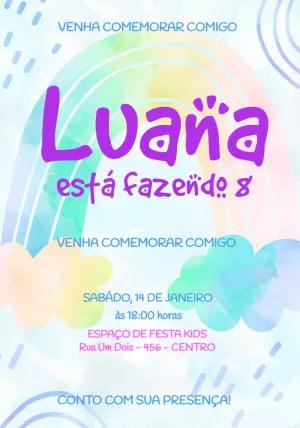 Convite de Aniversário Arco Íris Pastel para Editar Online
