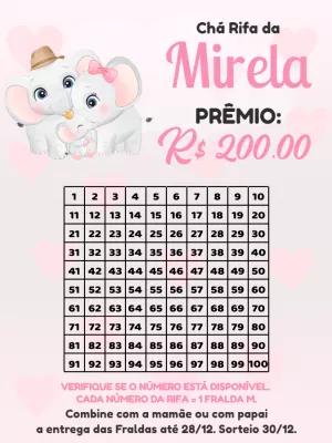 Rifa Chá de Bebê Elefantinho Rosa Editável Online