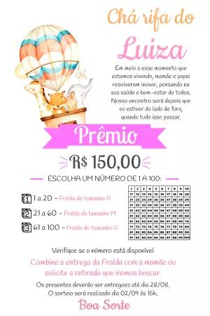 Chá Rifa Safari com Animais no Balão para Editar e Imprimir