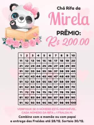 Chá Rifa de Fraldas Panda Menina Floral para Editar Online