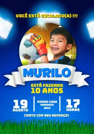 Convite Aniversário Futebol com Foto para Editar Online