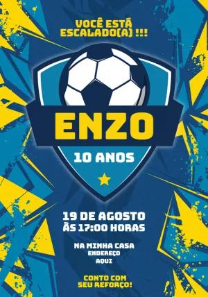 Convite Aniversário Futebol com Escudo de Time para Editar Online