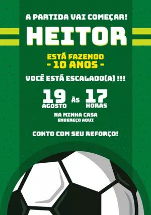 Convite de Aniversário Futebol para Editar Online e Imprimir