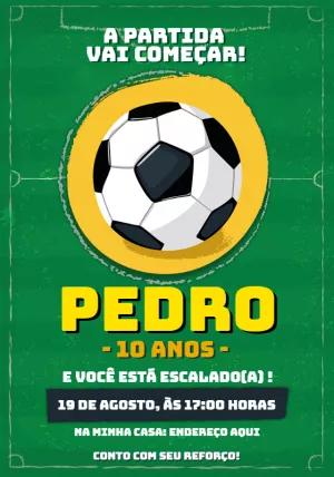 Convite de Aniversário Futebol para Editar Online e Imprimir