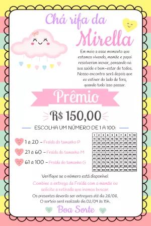 Chá Rifa Chuva de Amor com Nuvem Fofa para Editar Online