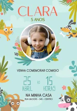 Convite de Aniversário Fazendinha com Foto para Editar Online