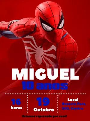 Convite de Aniversário Homem Aranha Editável Online