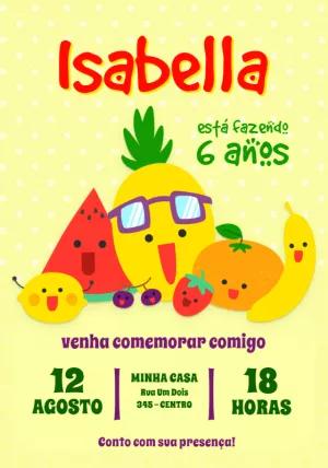 Convite Aniversário Frutinhas para Editar Online