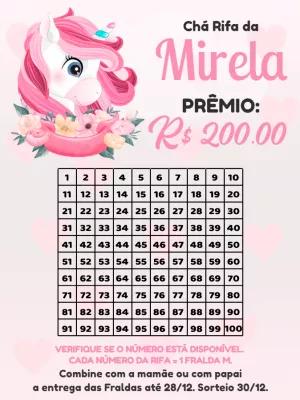Convite Chá Rifa Unicórnio Rosa para Editar Online