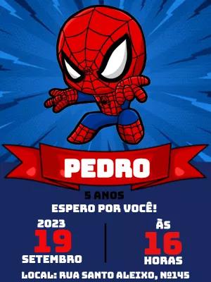 Convite de Aniversário Homem Aranha para Editar Online