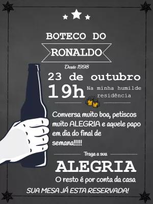 Convite Aniversário Boteco Estilo Lousa para Editar Online