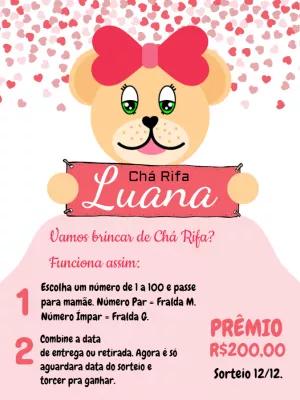 Convite Chá Rifa Ursinha Rosa para Editar Online