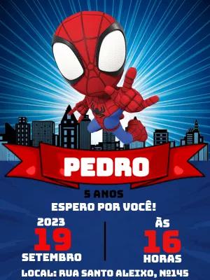 Convite de Aniversário Homem Aranha para Editar Online