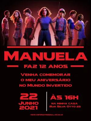 Convite Aniversário Stranger Things para Editar Online