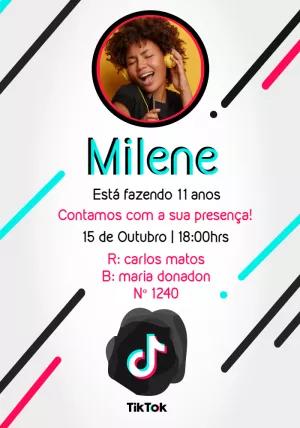 Convite Aniversário Tik Tok com Foto para Editar Online