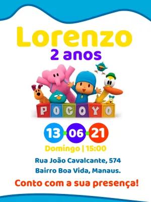 Convite de Aniversário Pocoyo para Editar Online