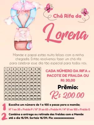 Convite Chá Rifa Elefantinha Baloeira para Editar Online