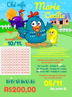 Convite Chá Rifa Galinha Pintadinha para Editar Online