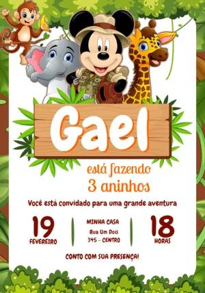Convite de Aniversário Mickey Safari Editável Online