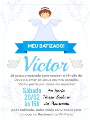 Convite de Batizado Anjinho Menino para Editar Online