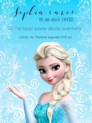 Convite de Aniversário Frozen com Elsa para Editar Online