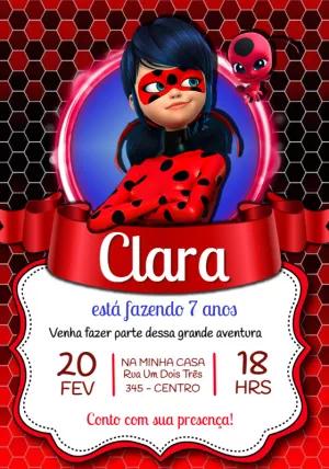 Convite de Aniversário Ladybug Miraculous para Editar Online