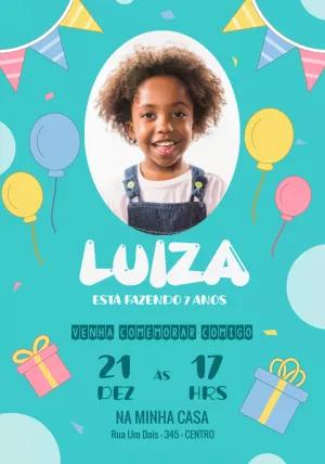 Convite de Aniversário Infantil com Foto para Editar Online