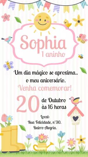 Convite Aniversário Jardim Encantado para Editar Online