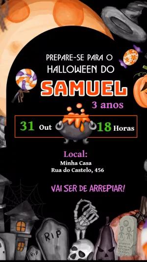 Convite de Aniversário Halloween Assustador para Editar Online
