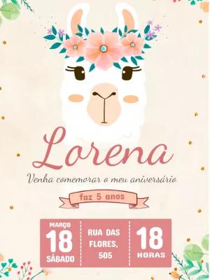 Convite de Aniversário Lhama Fofa para Editar Online
