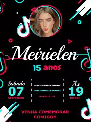 Convite Aniversário Tik Tok com Foto para Editar Online
