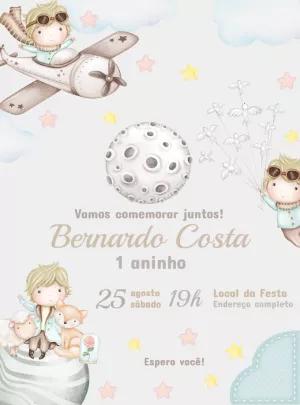 Convite de Aniversário Pequeno Príncipe para Editar Online
