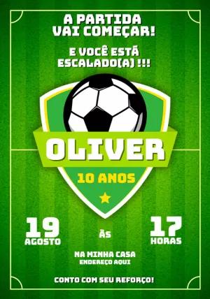 Convite Aniversário Futebol com Escudo para Editar Online
