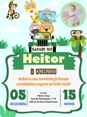 Convite de Aniversário Safari com Foto para Editar Online