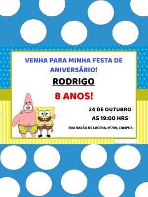 Convite de Aniversário Bob Esponja e Patrick para Editar Online