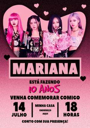 Convite de Aniversário Blackpink K-pop para Editar Online