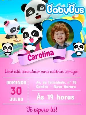 Convite de Aniversário Baby Bus com Foto para Editar Online