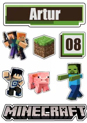 Topo de Bolo Minecraft com Personagens para Editar Online