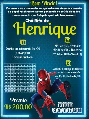 Convite Chá Rifa Homem Aranha para Editar Online e Imprimir