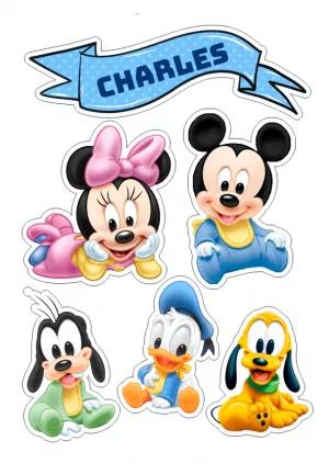 Topo de Bolo Festa Turma do Mickey Baby para Editar Online