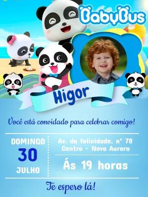 Convite de Aniversário Baby Bus com Foto para Editar Online