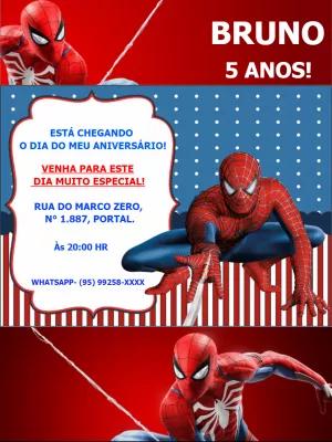 Convite de Aniversário Homem Aranha para Editar Online