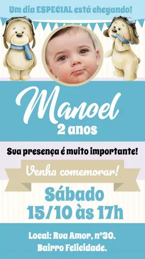 Convite O Tempo Voa com Cachorrinho Aviador para Editar Online