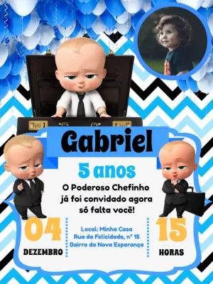 Convite Aniversário O Poderoso Chefinho com Foto para Editar