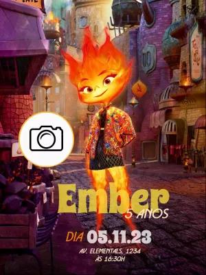 Convite Aniversário Elementos com Foto para Editar Online