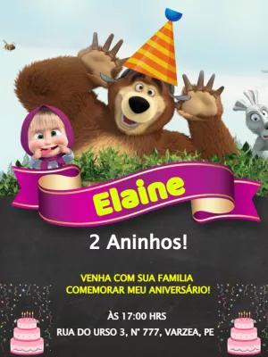 Convite de Aniversário Masha e o Urso para Editar Online