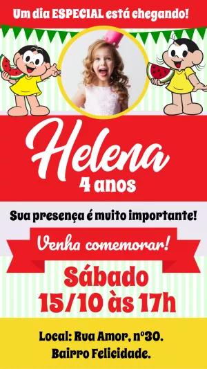 Convite de Aniversário Magali com Foto para Editar Online