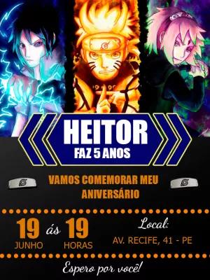 Convite de Aniversário Naruto com Personagens para Editar Online