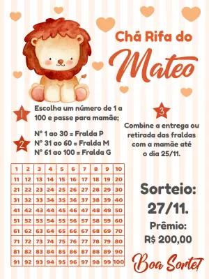 Convite Chá Rifa Safari Leãozinho para Editar Online